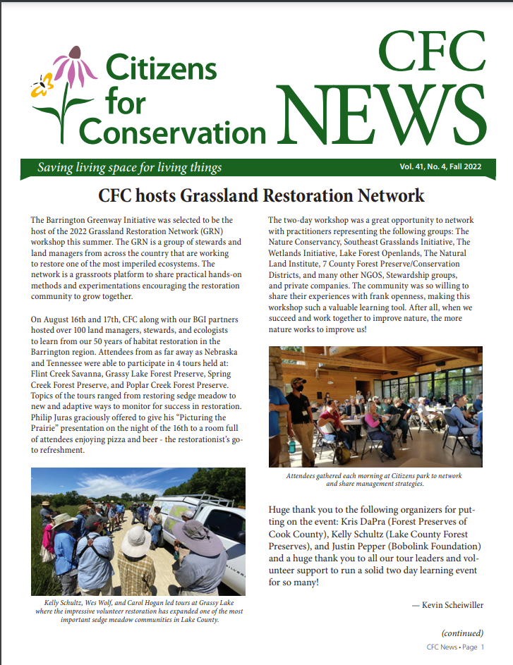 View of newsletter cover page, Fall 2022